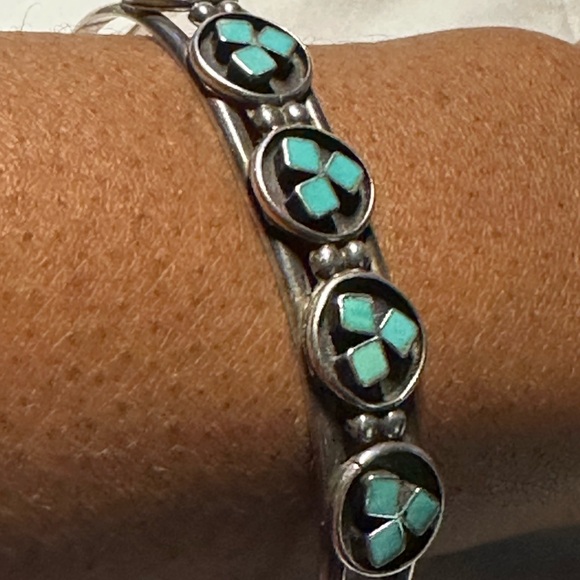 Jewelry - Vintage Native American Silver Turquoise cuff bracelet